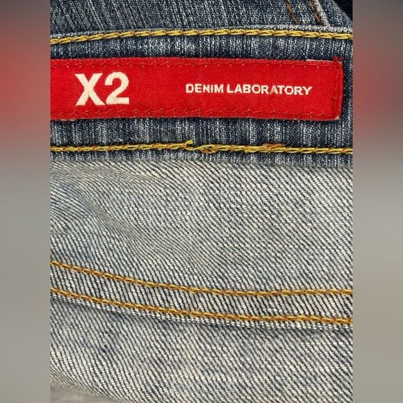 VINTAGE 90s Express X2 Low Rise Festival Rocker Stevie Boho Boot Leg Jeans 10 - Picture 3 of 11